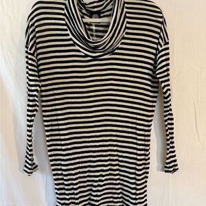 Bobeau Black and White Striped Cowl Neck light weight top